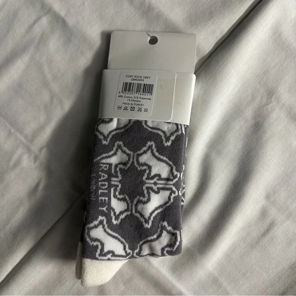 RADLEY LONDON Scottie Dog Socks Gray NEW